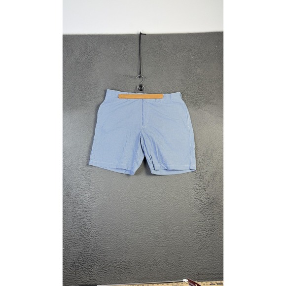 Peter Millar Shorts Mens 38 Blue White Gingham Check Cotton Golf Casual Chino - Picture 1 of 8